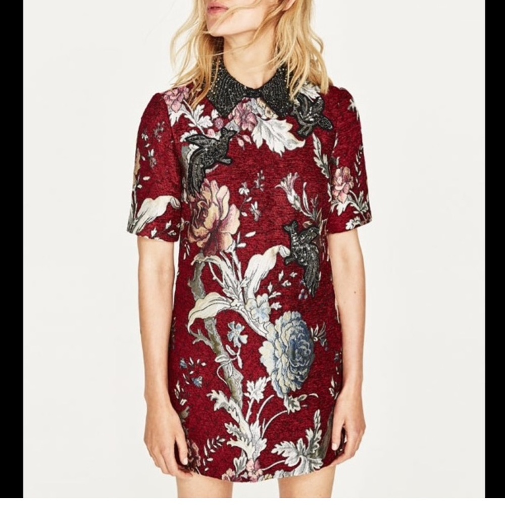 ISO:::ZARA Jacquard Floral Dress